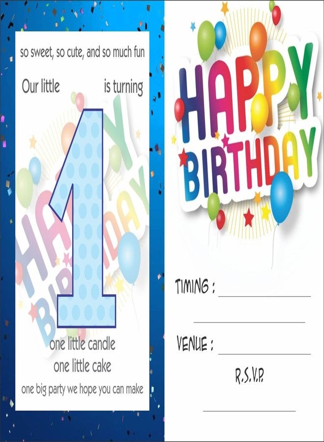 Askprints Birthday Metallic Card Invitations with Envelopes - Kids Birthday Party Invitations for Boys or Girls (25 Count) BIC-509 - Image 1